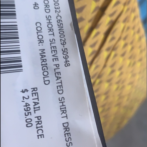 Pleated Short Sleeve Dress Marigold Size 6 NWT MSRP $2500 Belstaff 100% Silk - Picture 6 of 14